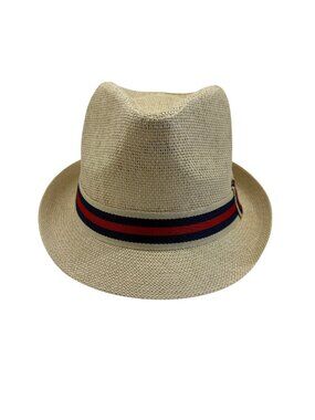 Fedora Trilby Hat - Summer Beige Straw W/ Color Band- S/MD- NWT- Gender Neutral